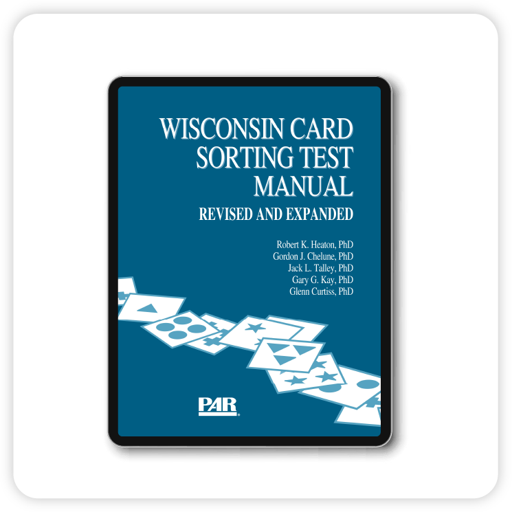 WCST manual cover displayed on a table