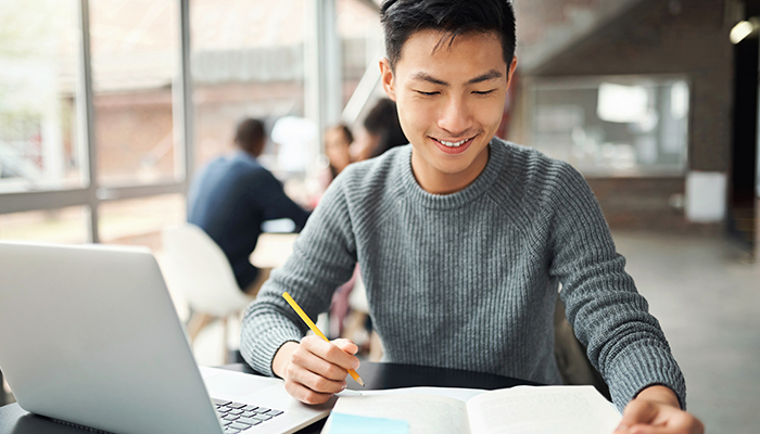 student learning at a computer