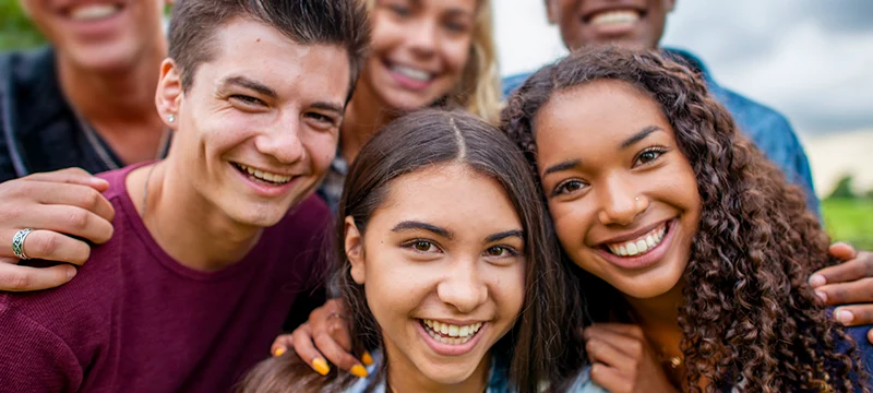 group of friends happy and smiling